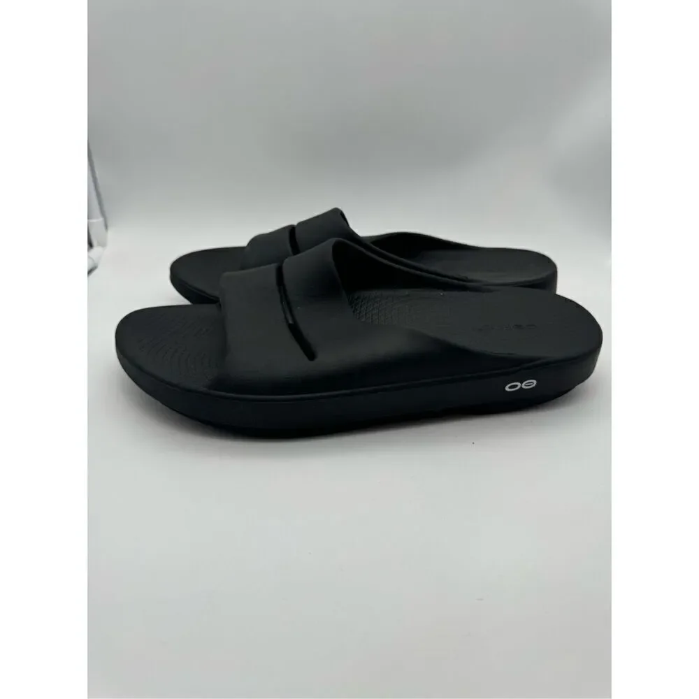 Oofos Ooahh Luxe Unisex Black Slide Sandals size M12-W14‎